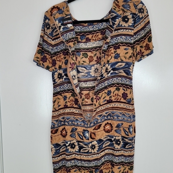 Vtg John Roberts 90s‎ Florla Multicolored Maxi Dress Size 8 Beaded - Picture 4 of 12